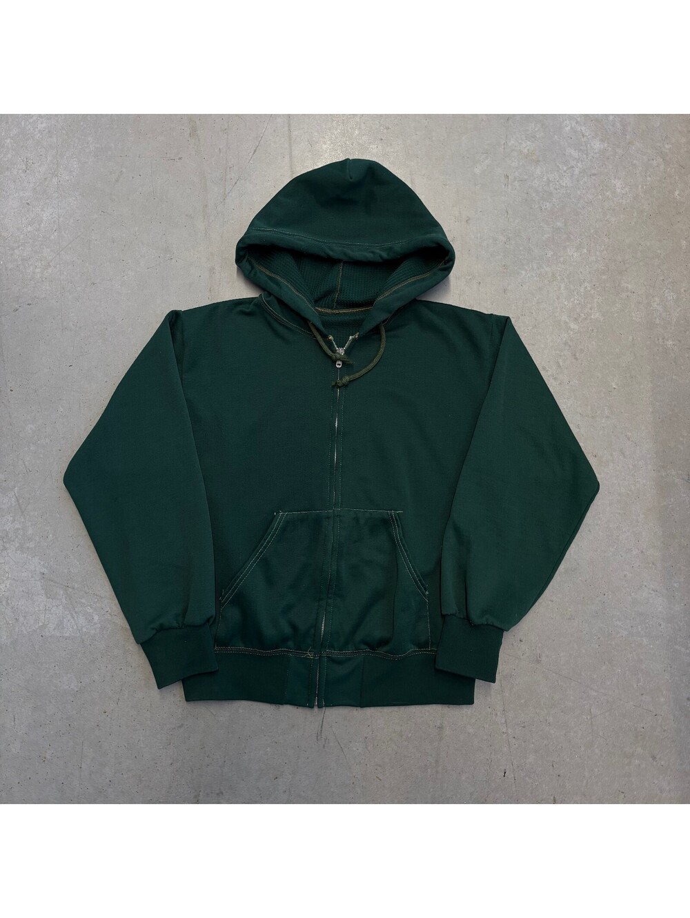 Vintage 70s Blank USA Full Zip True Vintage Hoodie Small Green